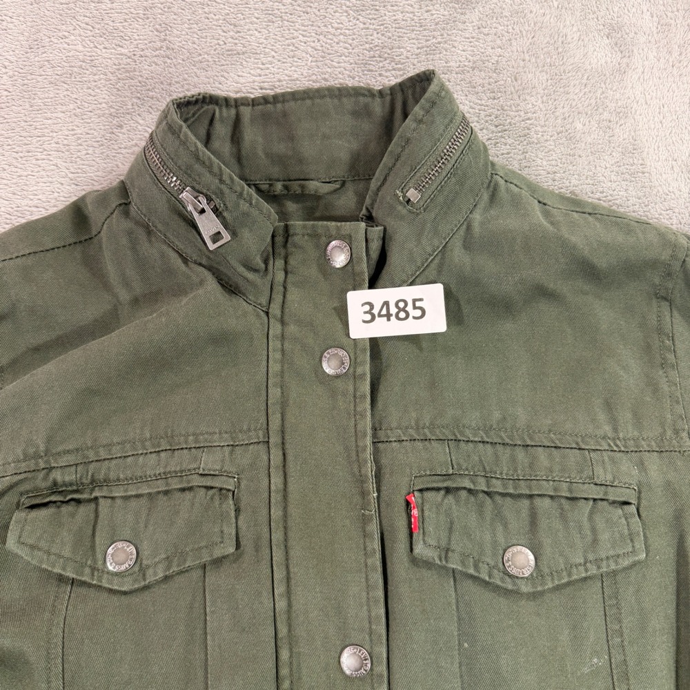 Levi's Field Jacket Women Medium Olive Green Utility Military Cargo Coat